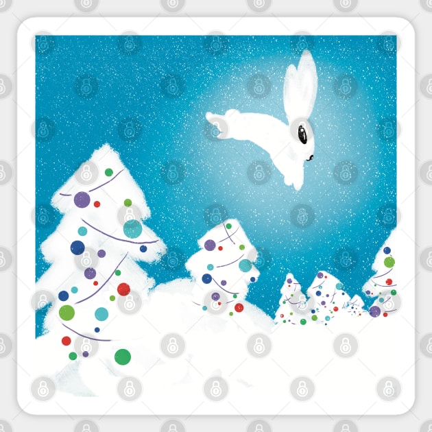 Christmas tree and rabbit Sticker by Xatutik-Art